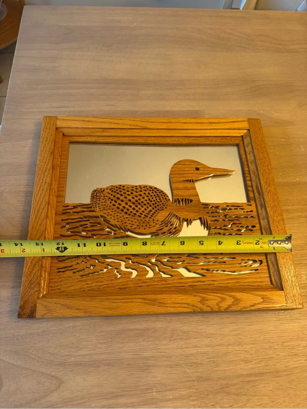 Vintage handmade wooden (solid) loon mirror wall decor